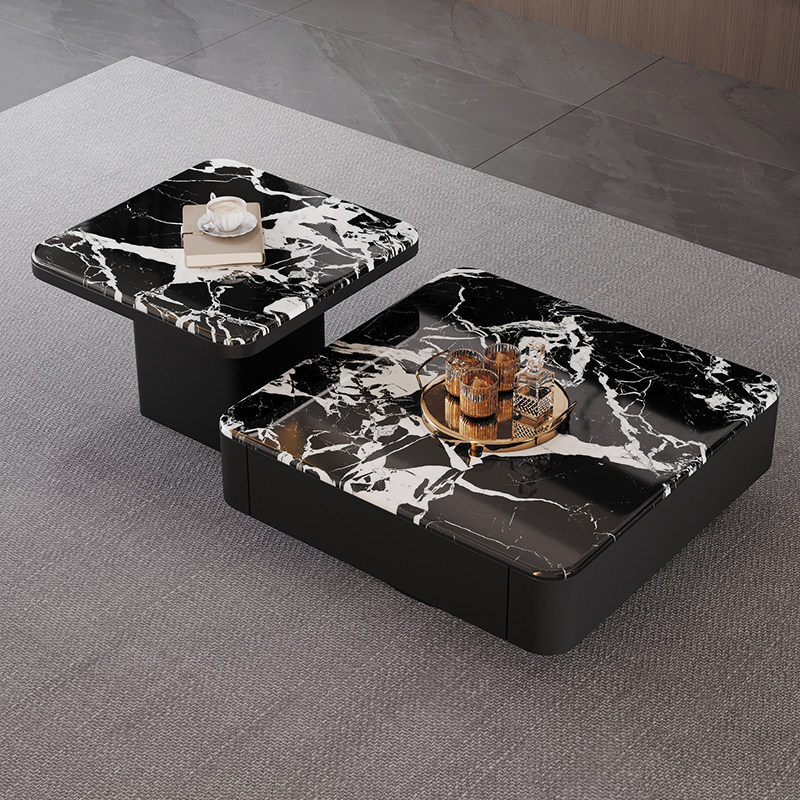 Mesa de té de lujo ligera italiana de tabla de roca moderna y simple sala de estar diseñador de alta sensación de mesa de té de mesa de té