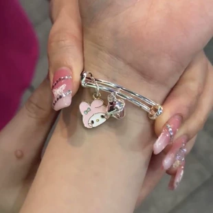 Браслет (Sanrio) Charm My Melody с колокольчиком, милый Korean-style для девушек регулируется, 9 см