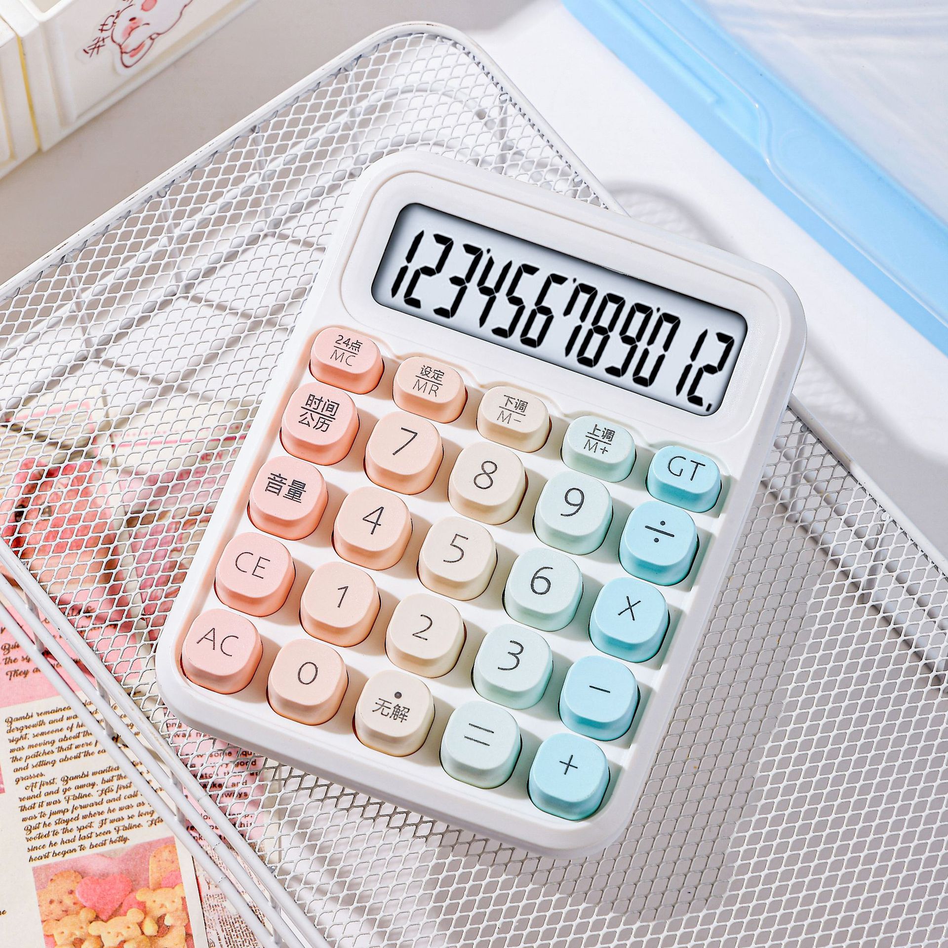 Calculadora de gradiente de teclas de pantalla grande de color de voz de estilo de voz para estudiantes de contabilidad financiera