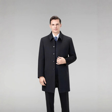 双面羊绒大衣男中年爸爸冬装中长款羊毛呢子外套男士羽绒内胆风衣