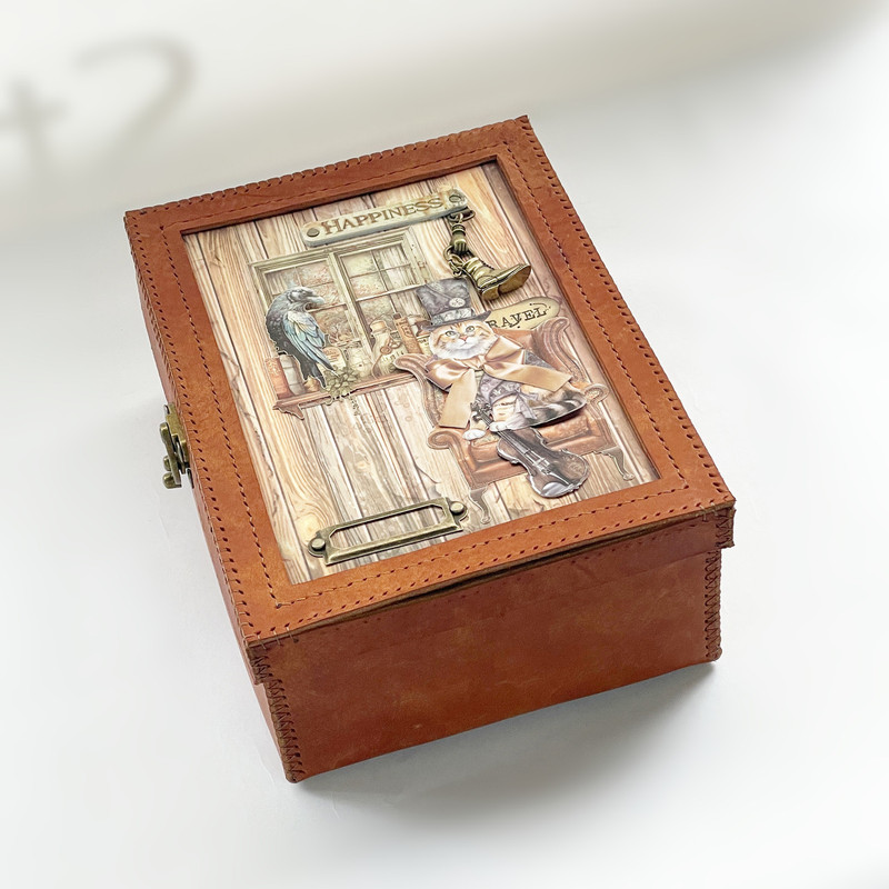 European and American Retro Leather Storage Box Letters Cd Souvenirs Precious Items Collection Box Desktop Organization Replaceable Cover