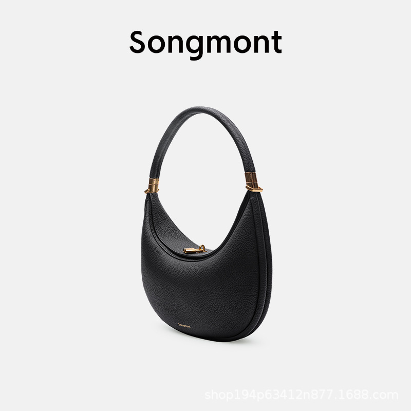 Songmont山下有松中号月弯包系列头层牛皮大容量月牙包单肩腋下包|undefined