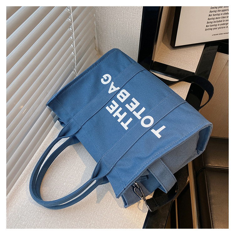Bolsa de mano de lona personalizada 2022, nueva letra impresa, correa de hombro ancha, bolso de hombro inclinado con logotipo