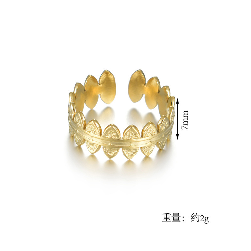 Korean Simple Gold Stitching Lotus Opening Ring Trend Niche Stainless Steel Jewelry display picture 1