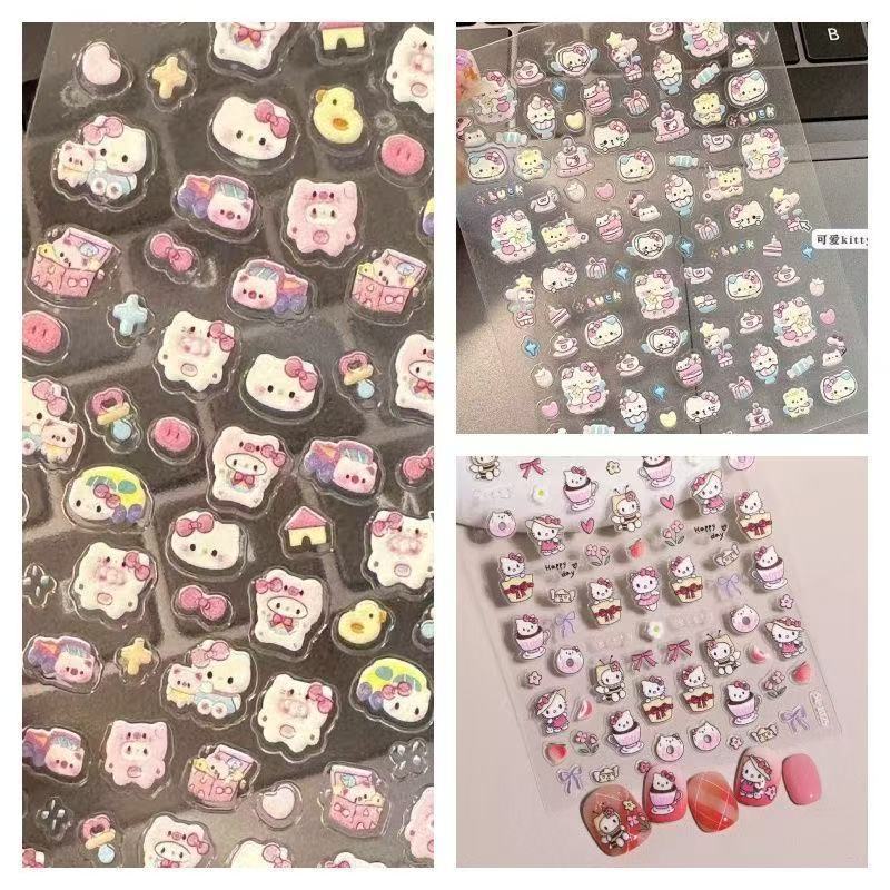 Cute Hellokitty Hello Kitty Stickers Embossed Stickers Three-Dimensional Girly Cartoon DIY Decorative Stickers