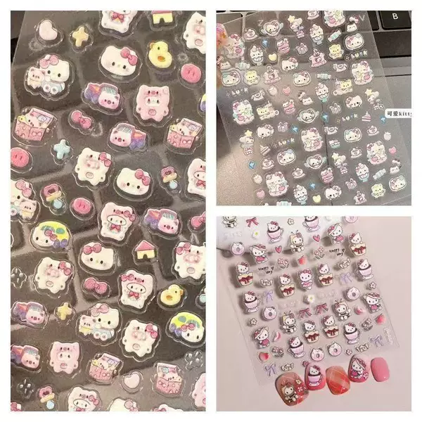 Cute Hellokitty Hello Kitty Stickers Embossed Stickers Three-Dimensional Girly Cartoon DIY Decorative Stickers