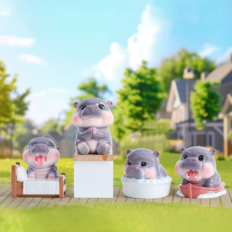 Симпатичная и очаровательная прыгающая свинья MooDeng, японский бегемот, ежедневная фигурка в слепой коробке, украшение для рабочего стола, оптовая продажа.