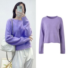 2025年秋冬女装法式慵懒风简约羊绒毛衣女圆领长袖上衣宽松针织衫