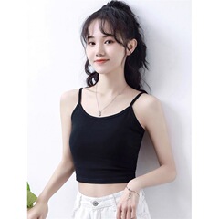 2023年夏のかわいい女の子の甘い丸首の中に年齢を減らす小さいベストのガーターの女性のお腹を露出するガーターの女性を掛けます。