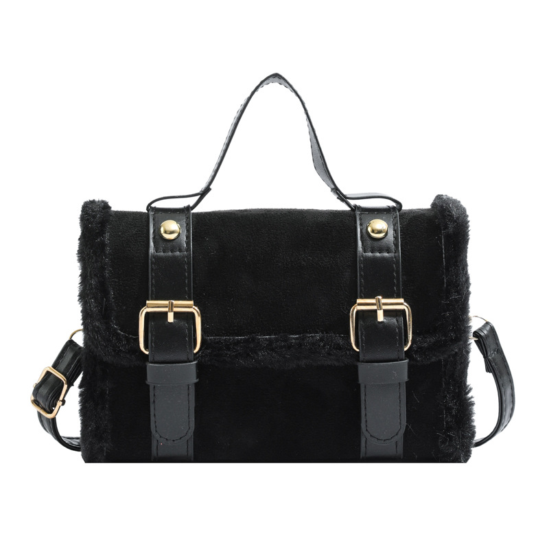 Costura de felpa moda bolso rojo neto 2023 nuevo versátil estilo coreano hombro mensajero bolsa pequeña bolsa cuadrada ESTILO OCCIDENTAL