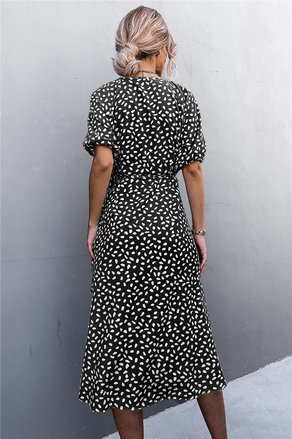 Women's V-neck Floral Split Dress For Summer Elegant Style_voghion.com