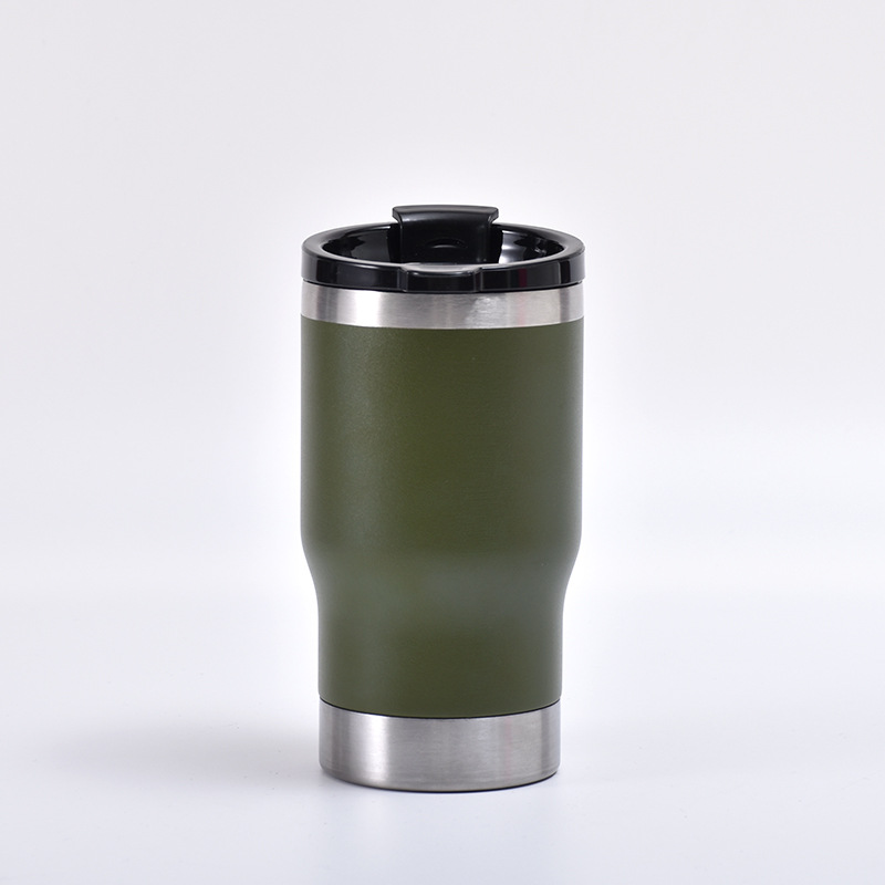 Transfronterizo 14oz al aire libre portátil tanque de frío de doble capa de pulverización de vacío taza de aislamiento de plástico creativo auto-construido abridor de botellas de vidrio de cerveza