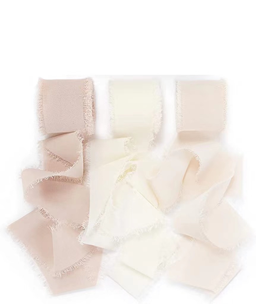 INS deshilachado gasa cinta ramo de la boda borla cinta arco decoración hilo de nieve tira de tela de seda