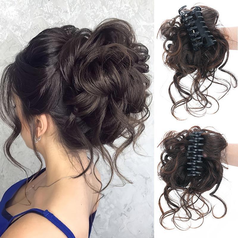 Hair Loop Fashion Lazy Clip Hair Bun Flower Messy Bud Clip Ball Head Fluffy Long Whisker High Temperature Silk Wig