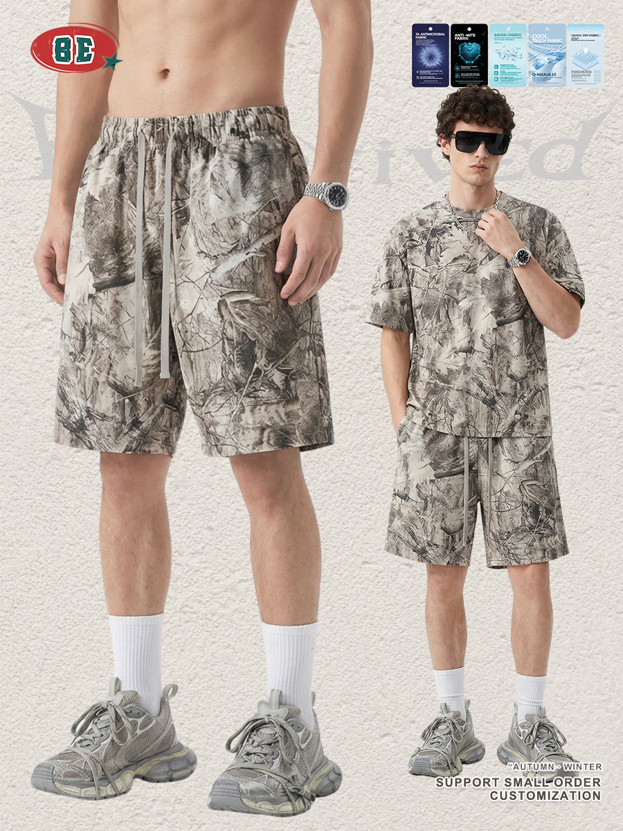 Pantalones Cortos Deportivos de Camuflaje para Hombre en Algodón