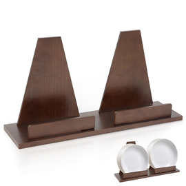 木制黑胶唱片展示架可拆卸厨房台面盘子沥水架桌面复古装饰收纳架