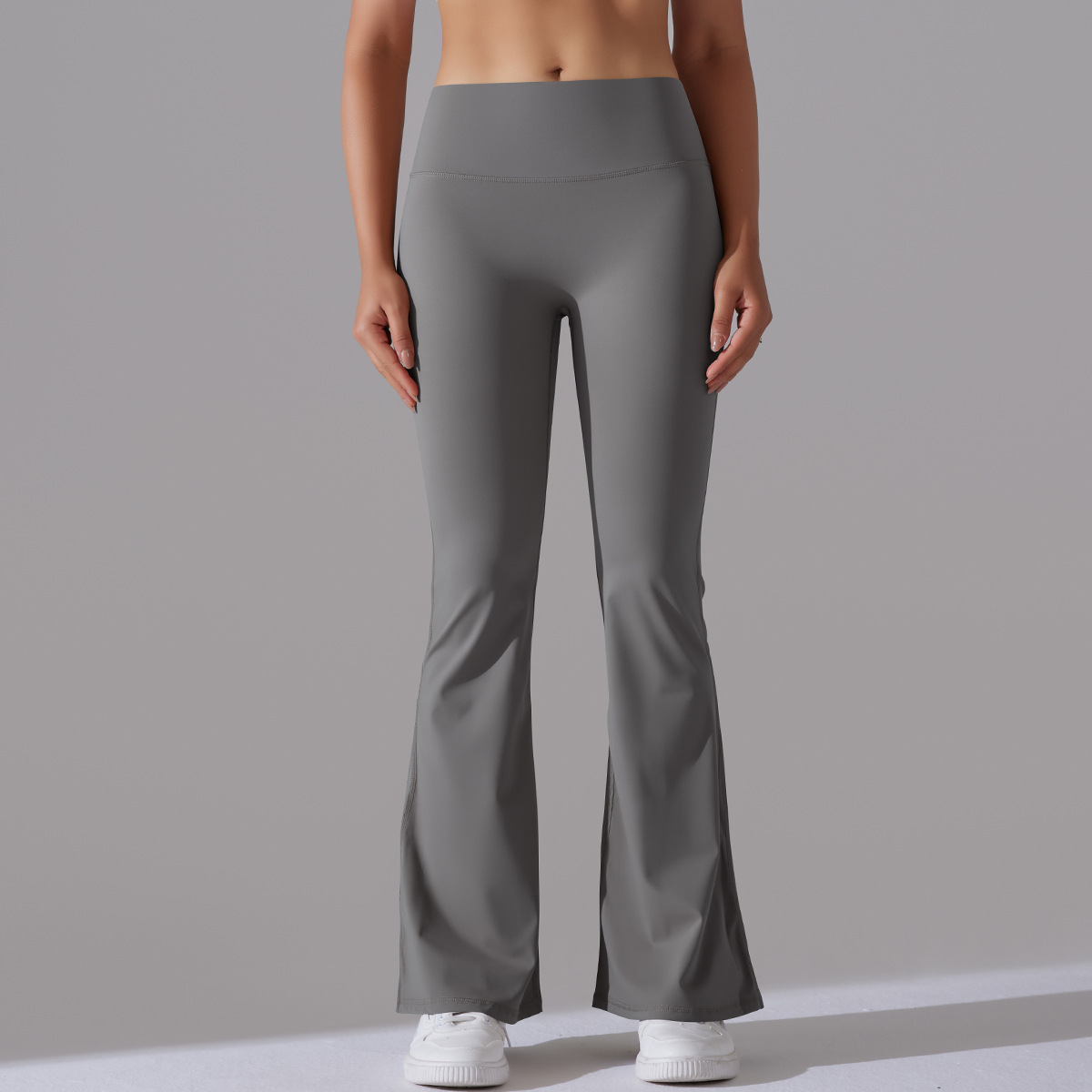 Kadın geniş bacak pantolon kalça yoga çan dipleri, yüksek bel eğlence spor pantolonları_voghion.com