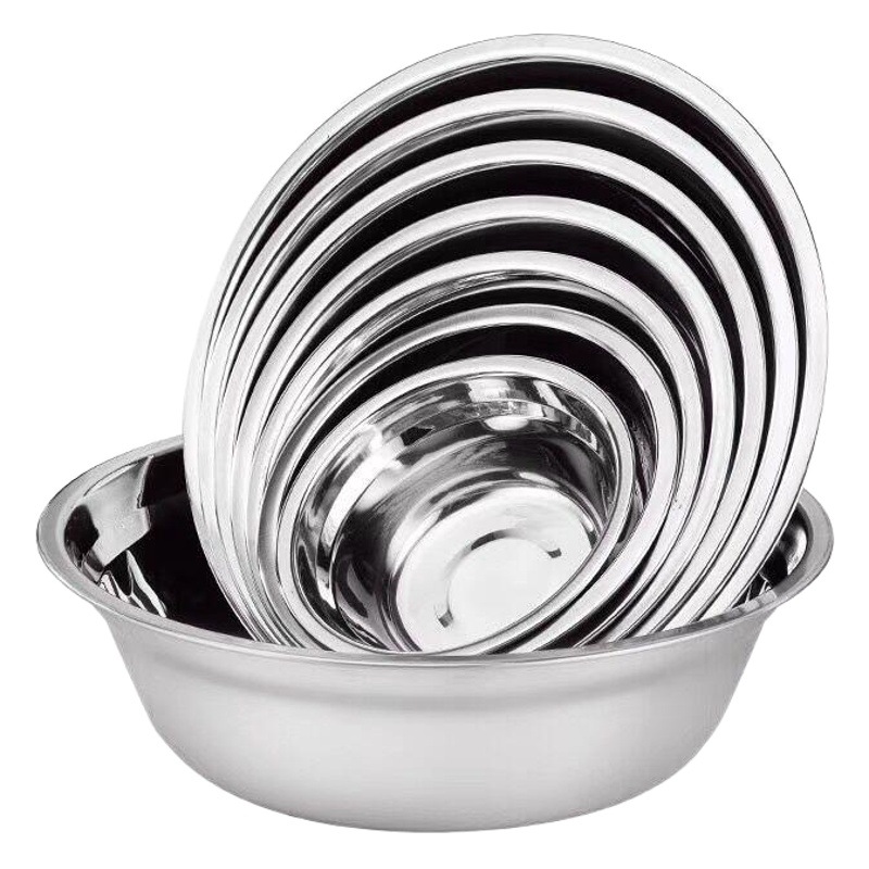 Food-Grade Stainless Steel Bowl with Magnetic and Non-Magnetic Options, Thickened Soup Bowl for Home Use, Egg-Beating Bowl, Vegetable Washing Bowl, Face Washing Bowl, Rice Bowl