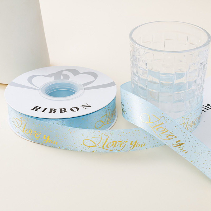 Estampado de oro amor cinta cinta de seda regalo embalaje regalo colorido pastel decoración cinta accesorios cinta de arco