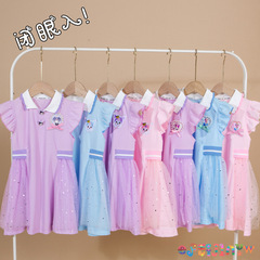 女童愛莎公主裙夏裝新款愛莎飛袖polo公主裙兒童愛沙艾莎連衣裙