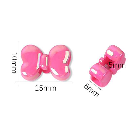 Acrylic four-way UV color-plated bowknot perforated large hole bow tie diy mobile phone chain necklace beaded accessories material