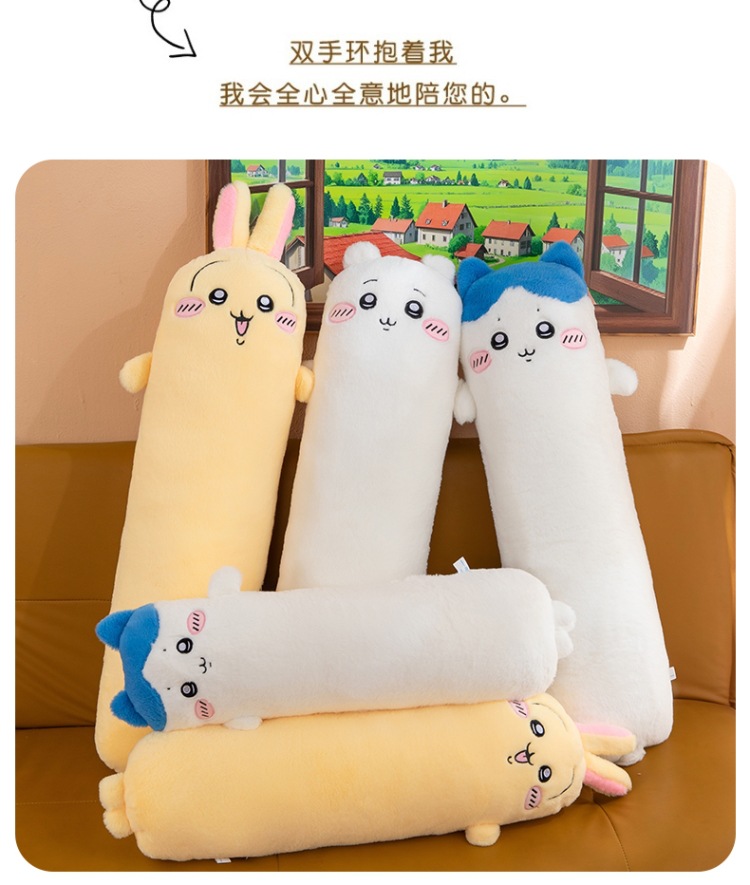 New Long Strip Chiikawa Plush Pillow Cute Hachiware Usagi Doll Sofa Cushion Stuffed Toy