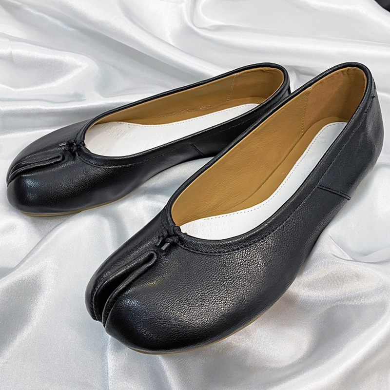 Factory a generation of hair net red toe shoes leather soft sole egg roll shoes flat bottom shallow mouth shoes women's personalized dancing shoes