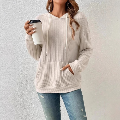 2025 European and American Amazon Autumn/Winter Knitted Hooded Zipper Kangaroo Pocket Long-Sleeve Sweatshirt