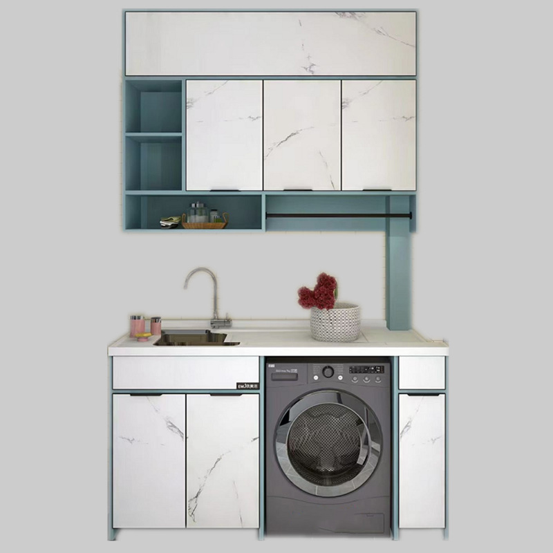 厂家批发太空铝浴室柜一体阳台洗衣柜组合带搓衣板定制阳台收纳柜|ms