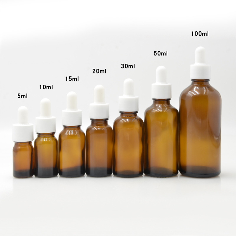 Botellas de vidrio ámbar para aceites esenciales | A prueba de luz, con gotero o bola rodante, lista para usar