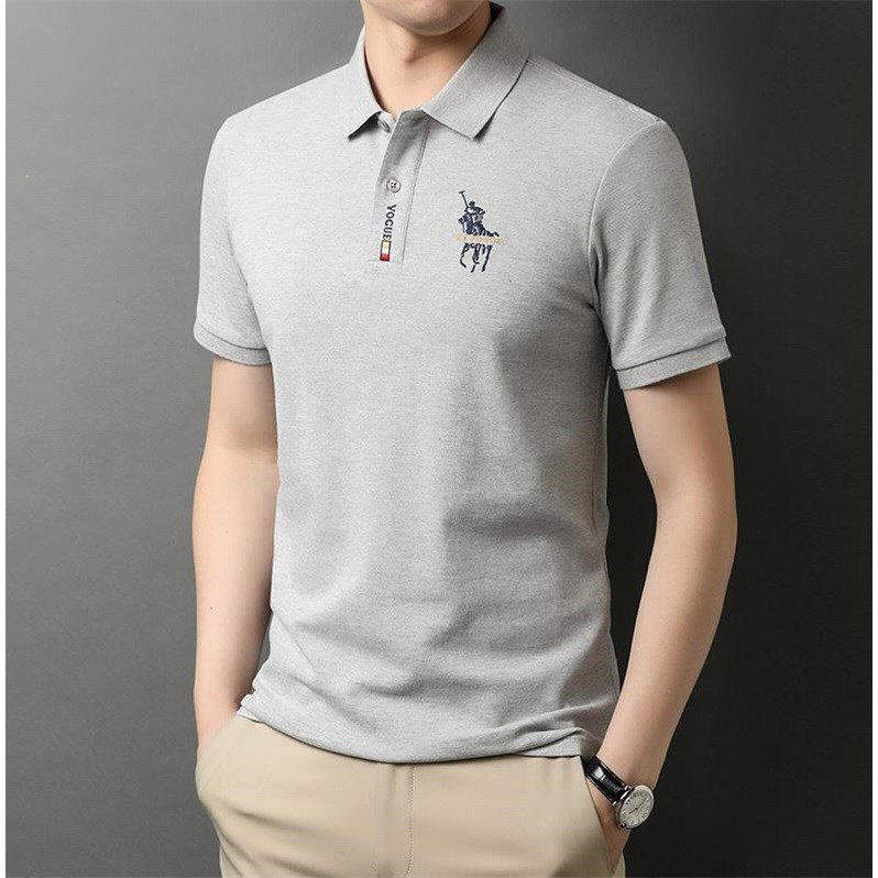 Paul Short-Sleeved T-Shirt for Men 2024 Summer New Business Casual Half-Sleeved Embroidered Lapel Middle-Aged Polo Shirt for Men