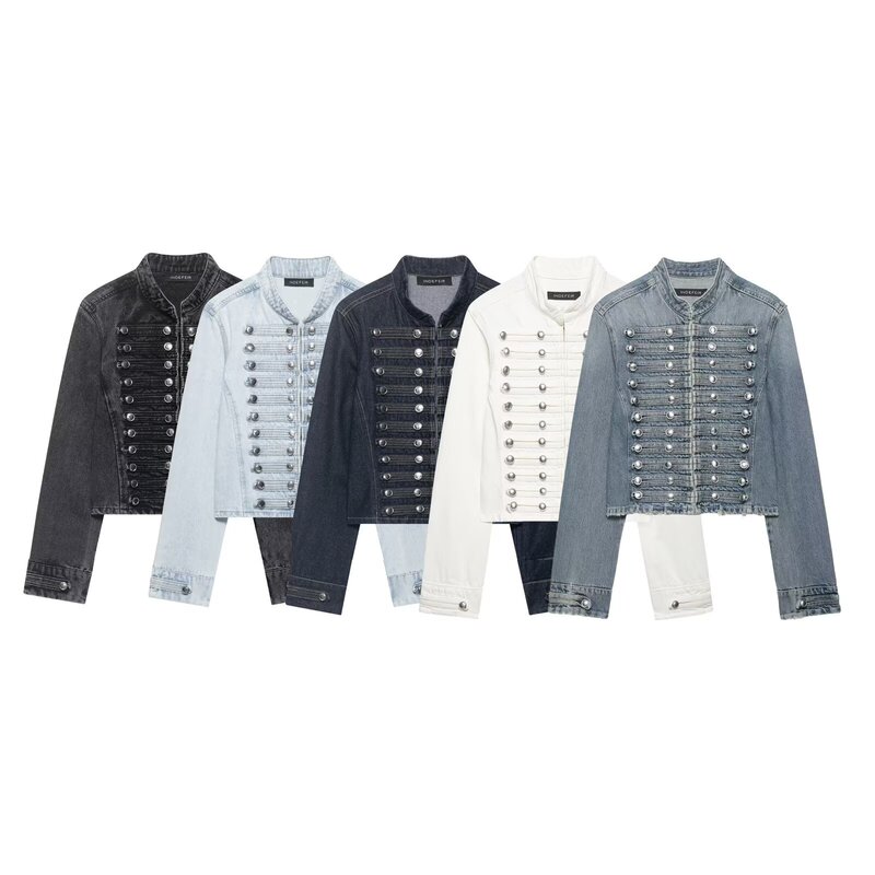 Cross-border foreign trade women's clothing ins fashion casual American retro washed slim-fit denim jacket 0695074 Cross-border foreign trade women's clothing ins fashion casual American retro washed slim-fit denim jacket 0695074
