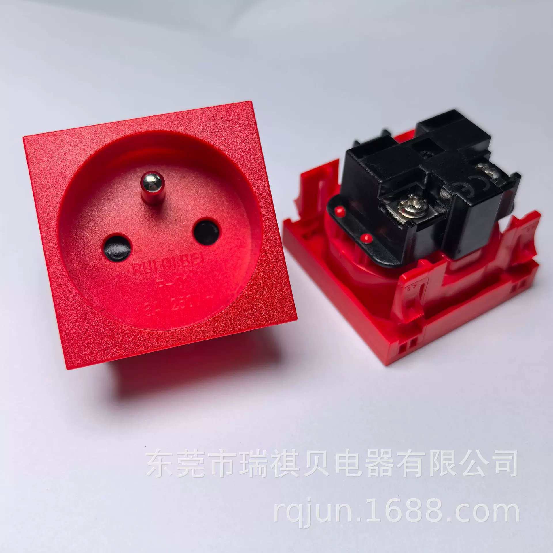 红色插座 法式插座F-01-45  插座  45*45 插座  户外移动电源插