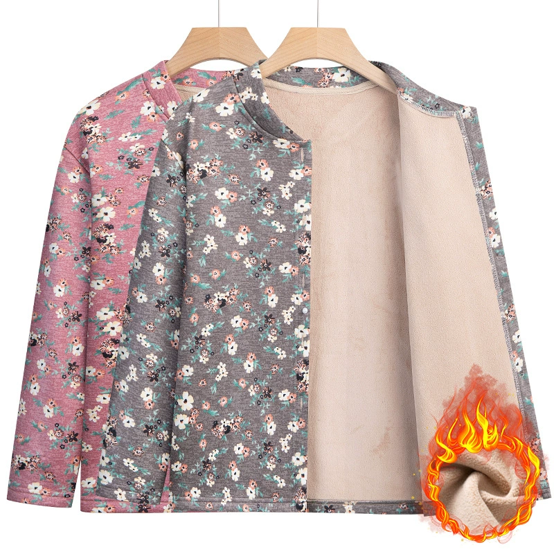 Средний и пожилой человек термобелье женское бархатное кардиган мама кардиган бабушка осеннее пальто старушка нижняя рубашка зимой