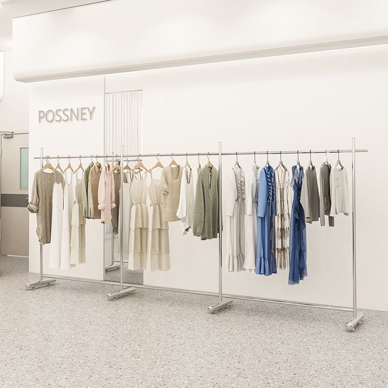 Tienda de ropa de acero inoxidable tipo piso tienda de ropa de hombre y mujer percha de ropa de dormitorio con ruedas percha de ropa simple para el hogar image 6