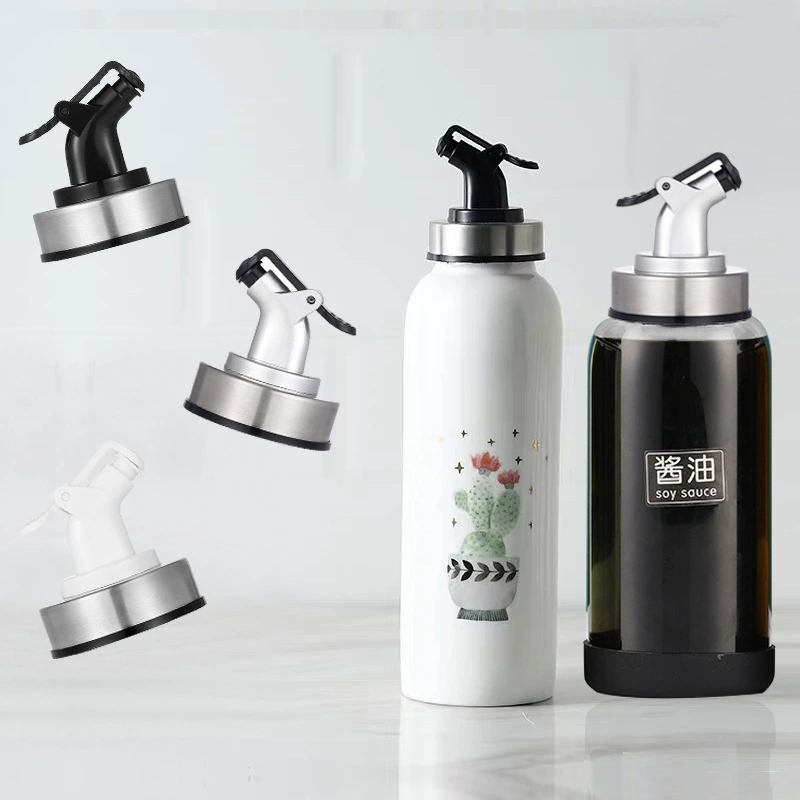 Масляный Чайник крышка пресс-типа крышка бутылки масла пылезащитное сопло утечки ABS + 201 Воронка из нержавеющей стали крышка бутылки масла соус уксус крышка бутылки