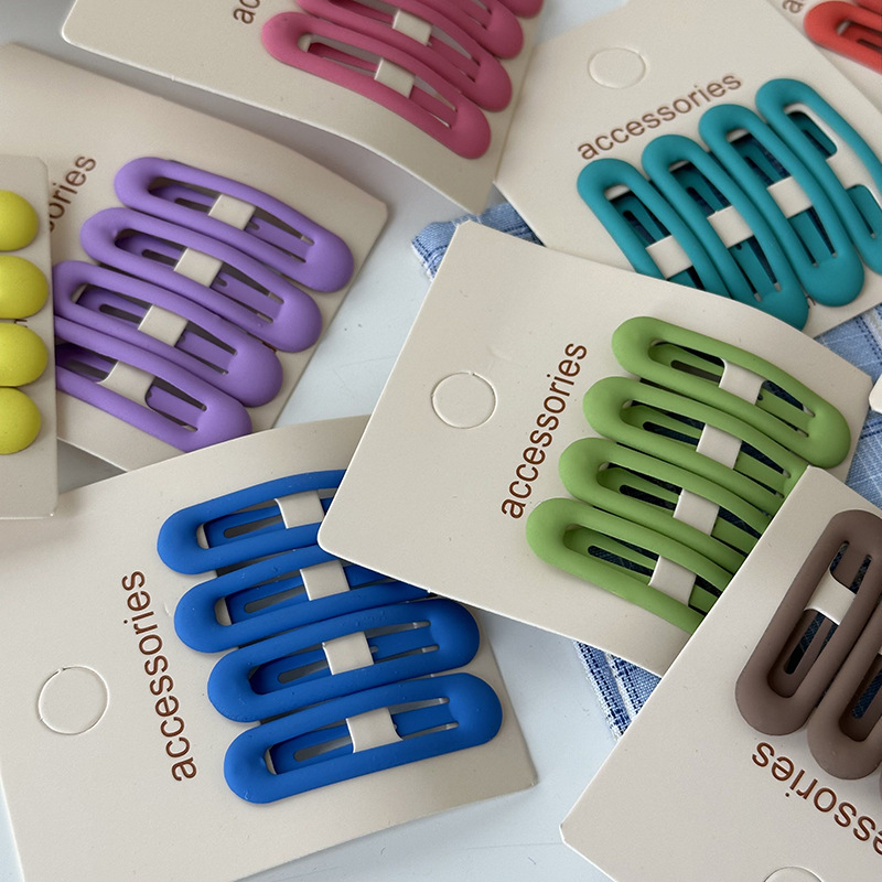 Cremefarbene Ovale Haarspangen Set 4 Tlg Matte Pony Haarclips_voghion.com