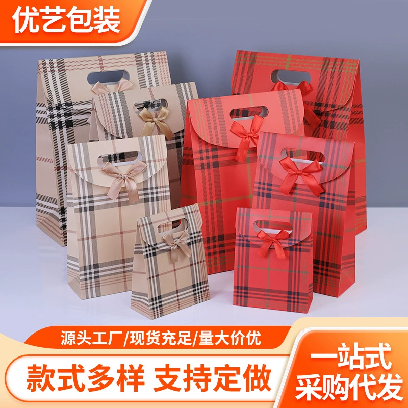 Маленькая подарочная сумка для малого бизнеса, клетчатая сумка с клапаном на липучке, подарочная сумка для свадебных подарков, сумка для конфет, индивидуальная подарочная сумка