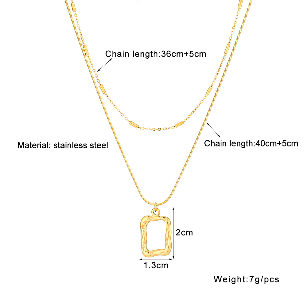 Elegant Simple Style Letter Square Solid Color Titanium Steel Plating Inlay Zircon 18K Gold Plated Layered Necklaces_colorza_5