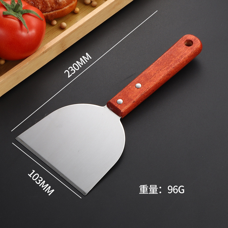 木柄不锈钢清洁工具铲隔热隔烫锅底清洁铲铁板烧冷面铲刀肠粉刮板|undefined