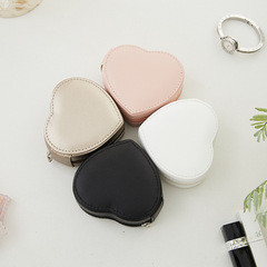 Factory direct supply PU leather small heart-shaped jewelry box portable earring and stud organizer wholesale