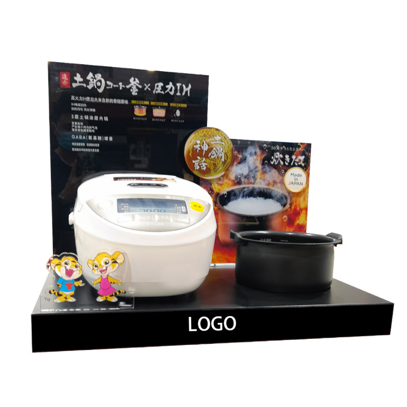 名彩背贴喷绘电饭煲展示架黑色亚克力桌面展示架DIY电饭锅展示台