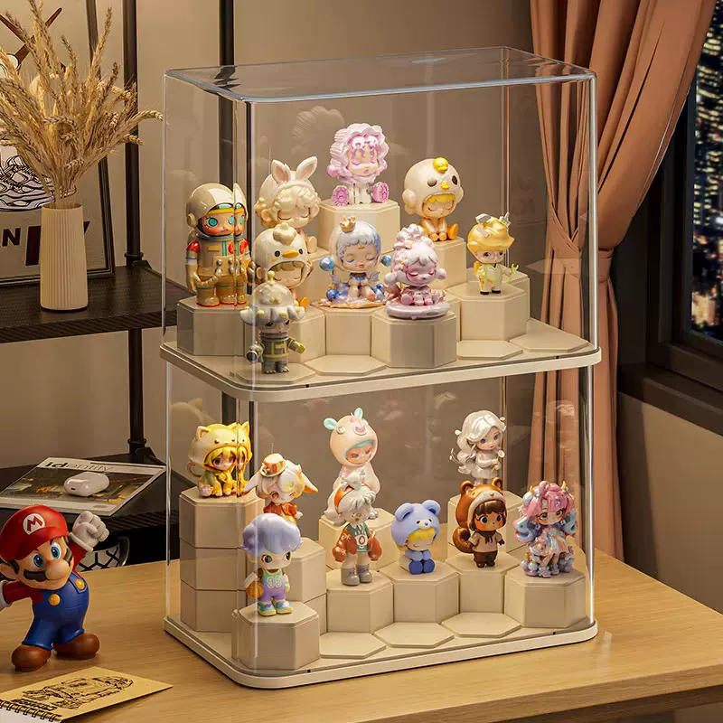 盲盒手办展示架亚克力泡泡玛特展示柜公仔摆件收纳防尘积木展示盒