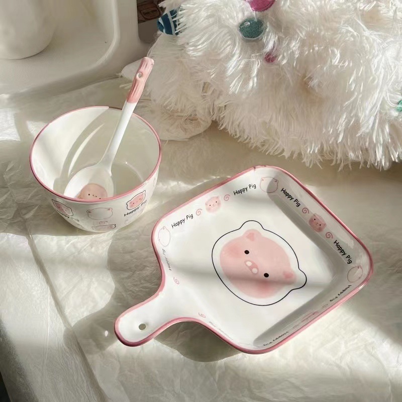 [3종세트] 돼지손잡이접시 + 4.8그릇 + 스푼