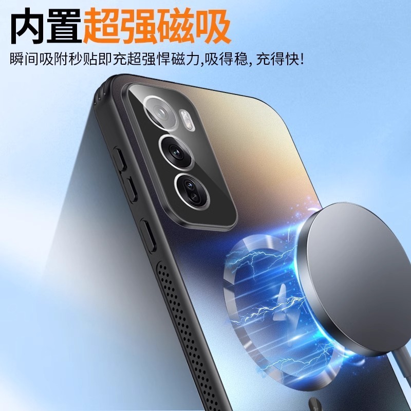OPPOReno12 携帯電話ケース Pro 新しいレンズに適したオールインクルーシブシリコンエアバッグ落下防止冷却保護カバー男性用|undefined