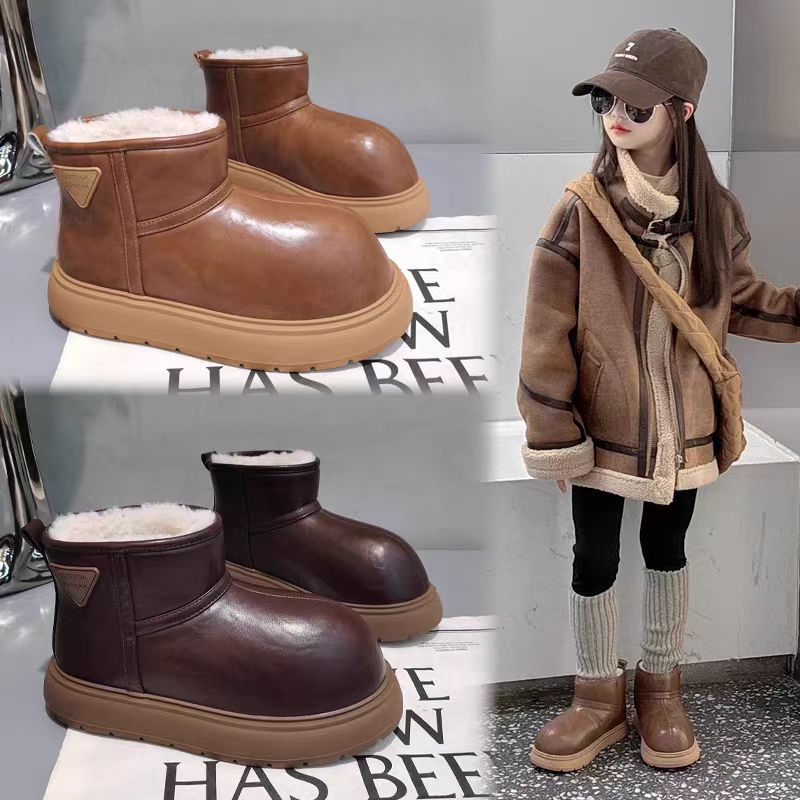 Botas de nieve de niñas impermeables y gruesas zapatos de algodón invierno 2025 nuevas botas de algodón para niños zapatos de invierno cálidos de lana image 1