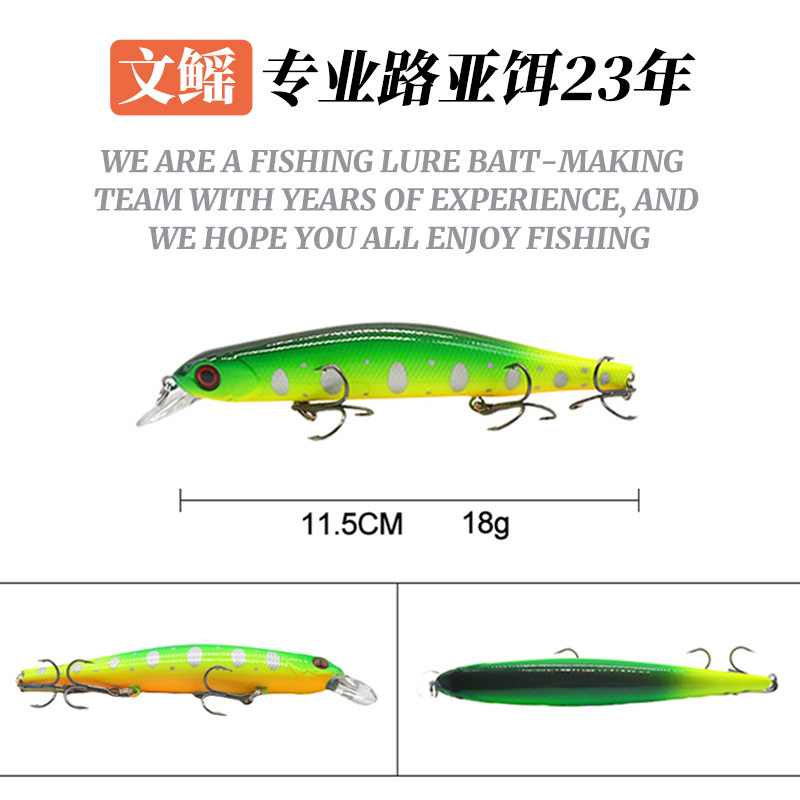 Wenzhen tiro largo agua flotante Mino tres ganchos Suspensión de buceo profundo Mino Luya cebo falso cebo duro agua de mar agua dulce abalorios bajo