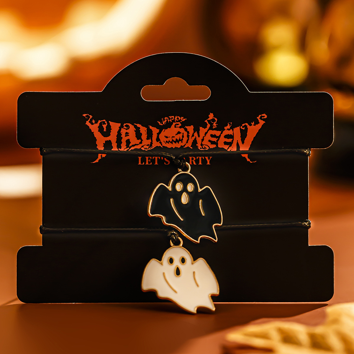 Halloween ghost leather wax line bracelet, dark wind bat alloy bracelet set_voghion.com
