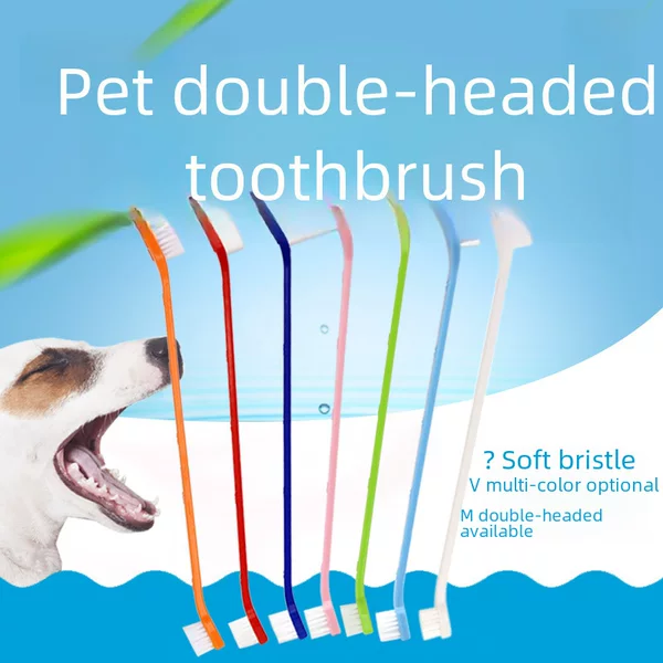 Pet Toothbrush for Cats and Dogs, Double-Headed Disposable Pet Toothbrush for Oral Cleaning