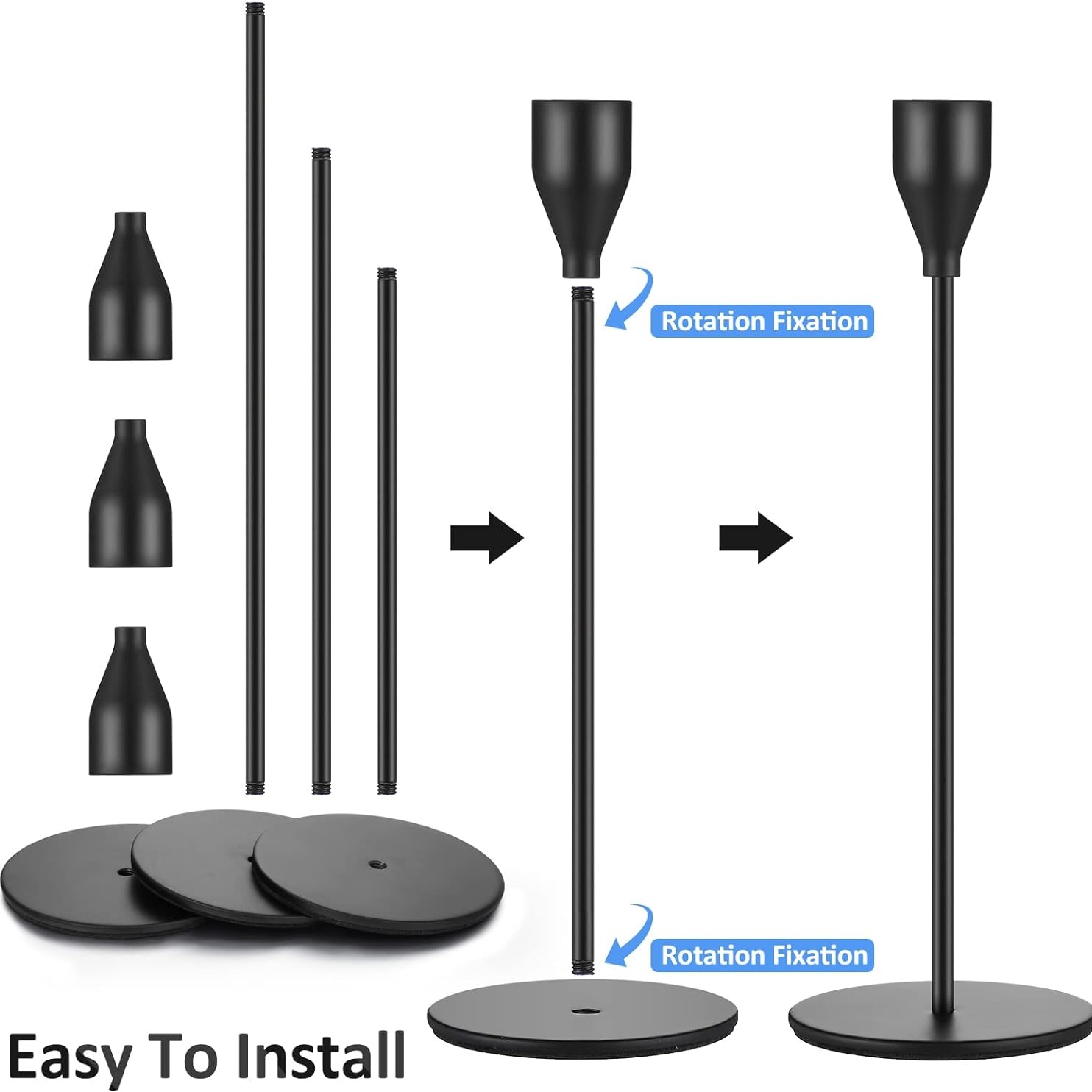 Vela de estilo europeo, candelabro, mesa de comedor, cena romántica a la luz de las velas, decoración de tres piezas, decoración de galvanoplastia de boda